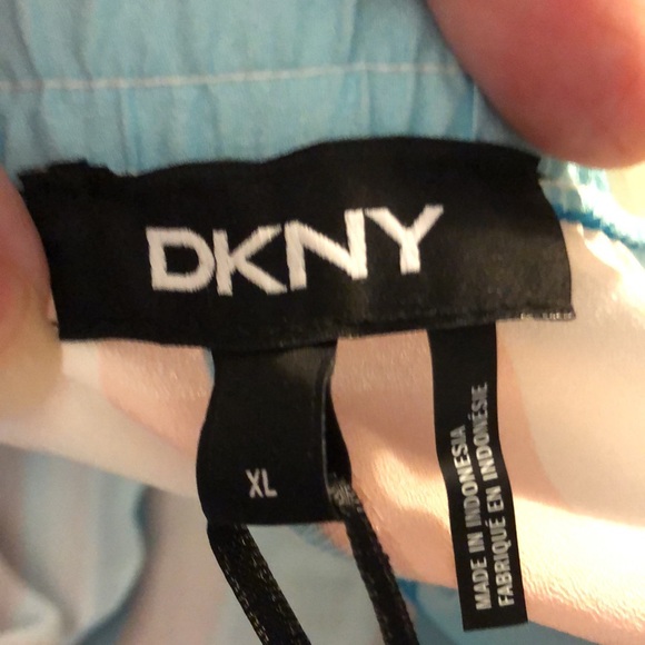 NWT DKNY Silky Wide Leg Striped Pants with Elastic, Tie-Adjustable Waist - Picture 8 of 15